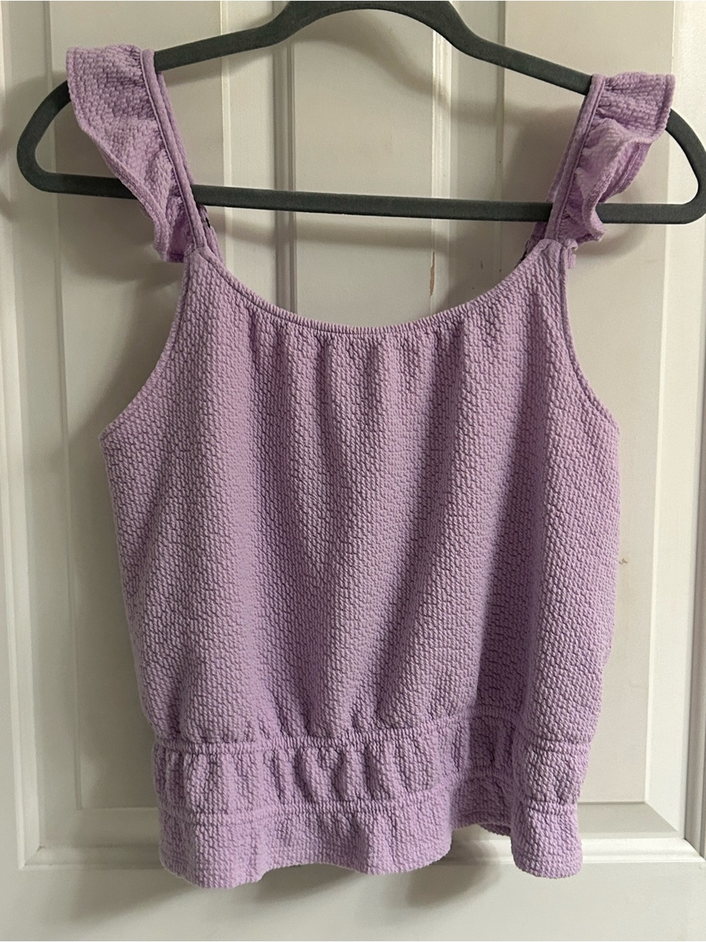 Girls abercrombie kids Lilac Ruffle Strap Textured Tank